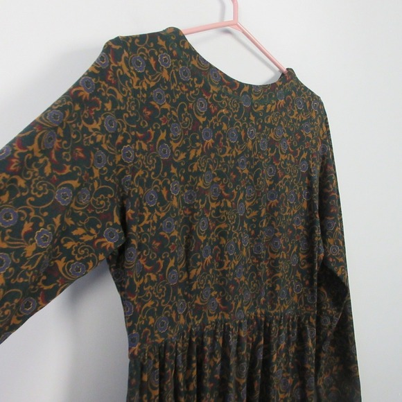 LL Bean Long Sleeve Maxi Dress S Floral Cottagecore Cotton Boho Vtg Grandma 504 - Picture 4 of 13